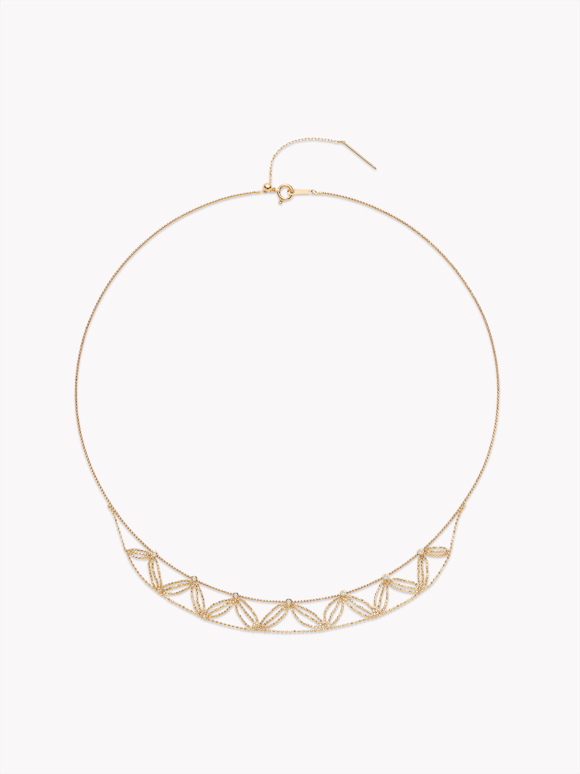 18k Yellow Gold Double Leaf Lace Necklace