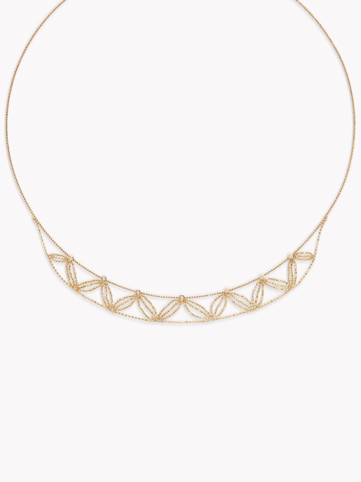 18k Yellow Gold Double Leaf Lace Necklace