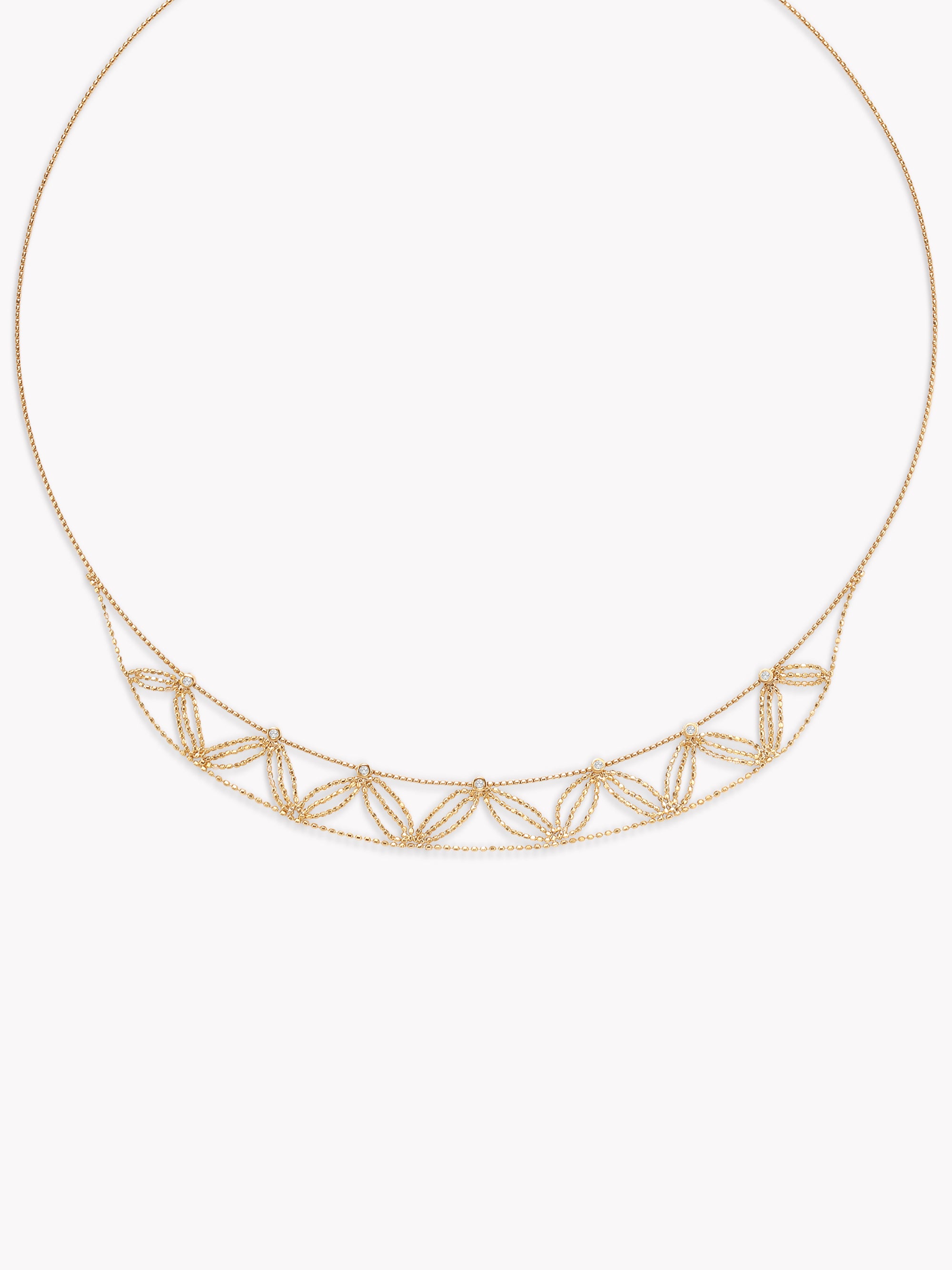 18k Yellow Gold Double Leaf Lace Necklace