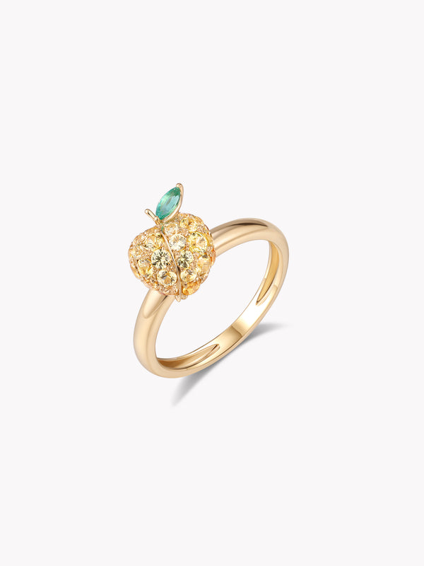 Yellow Sapphire Peach Fruit Ring
