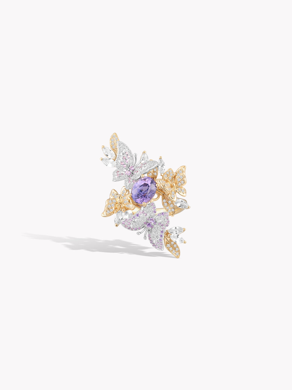 Custom: 1.48ct Purple Sapphire Lacewing Butterfly Ring