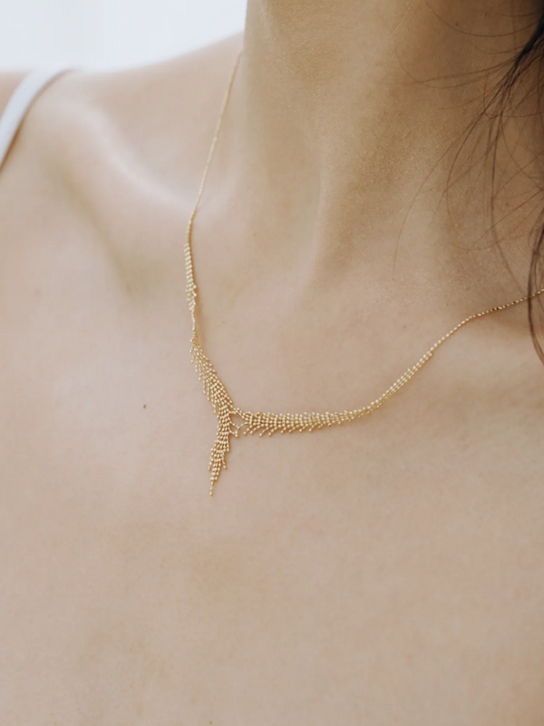 Golden Wheat Shine Necklace in 18k Gold