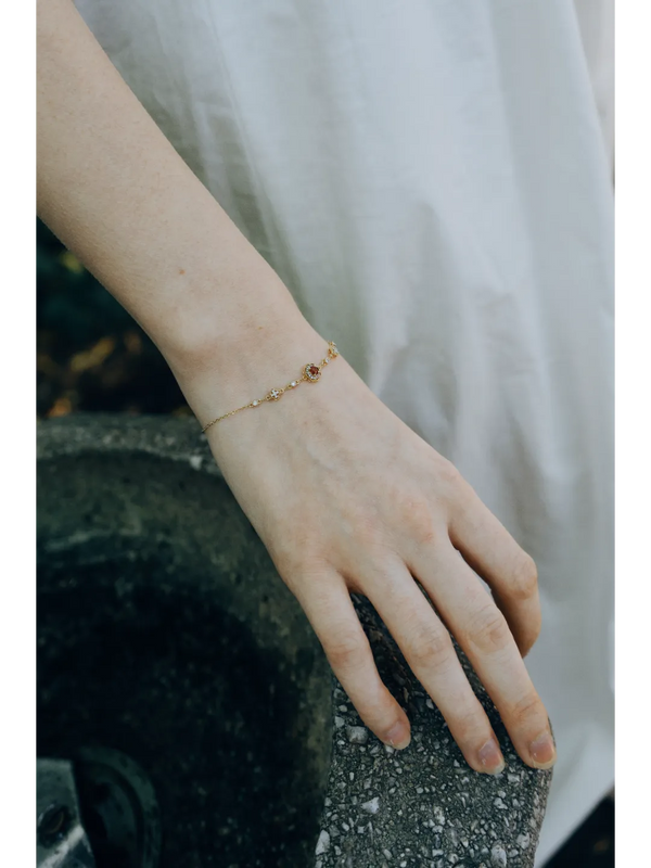 Ethereal Bloom 18k Gold Lace Ruby Bracelet