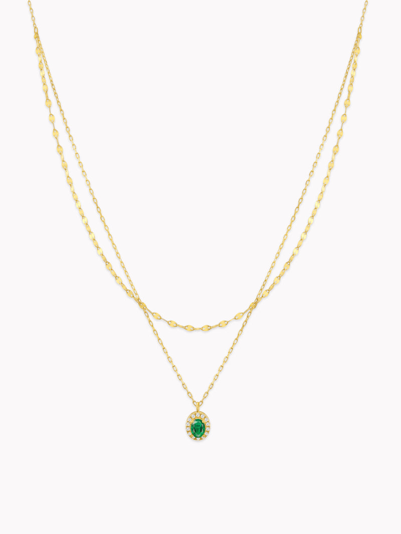 Billie 18K Double-layered Emerald Necklace