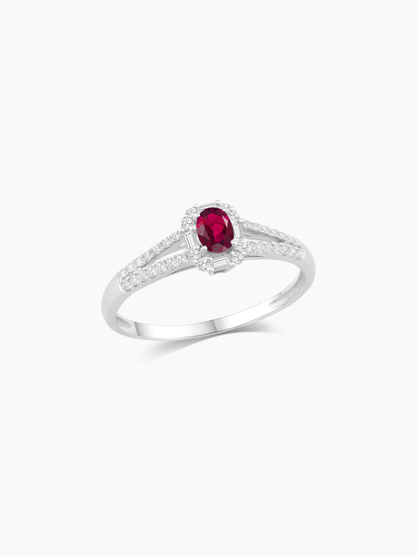 0.25ct With-Heat Ruby Ring in 18k White Gold