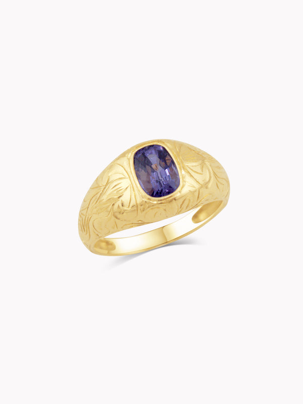 Certified 1.05ct Purple Spinel Ring in 18k Yellow Gold