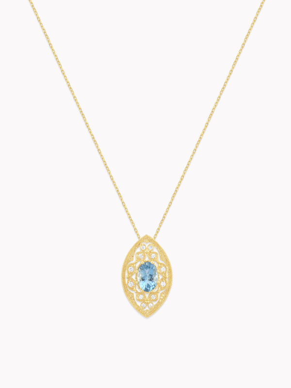 Aurora Aquamarine Lattice Pendant Necklace