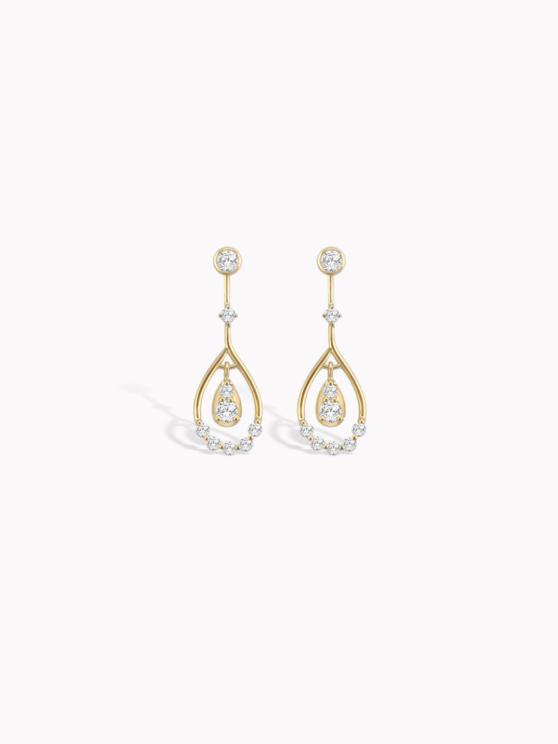 Teardrop Dangle Diamond Earrings - 18K Yellow Gold