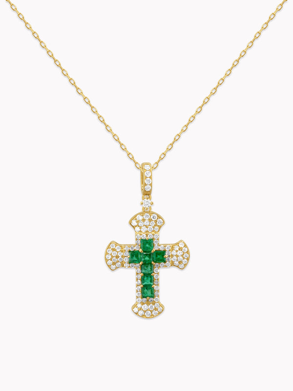 Emerald Radiance Cross Pendant