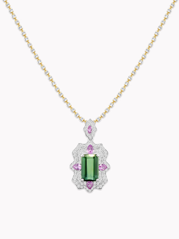 Fairytale Frame Tourmaline & Sapphire Pendant
