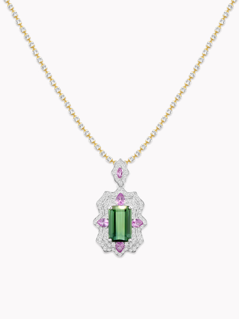 Fairytale Frame Tourmaline & Sapphire Pendant