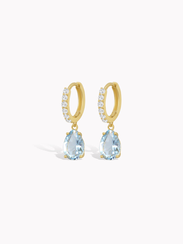Lorelei Huggies with Aquamarine Drops