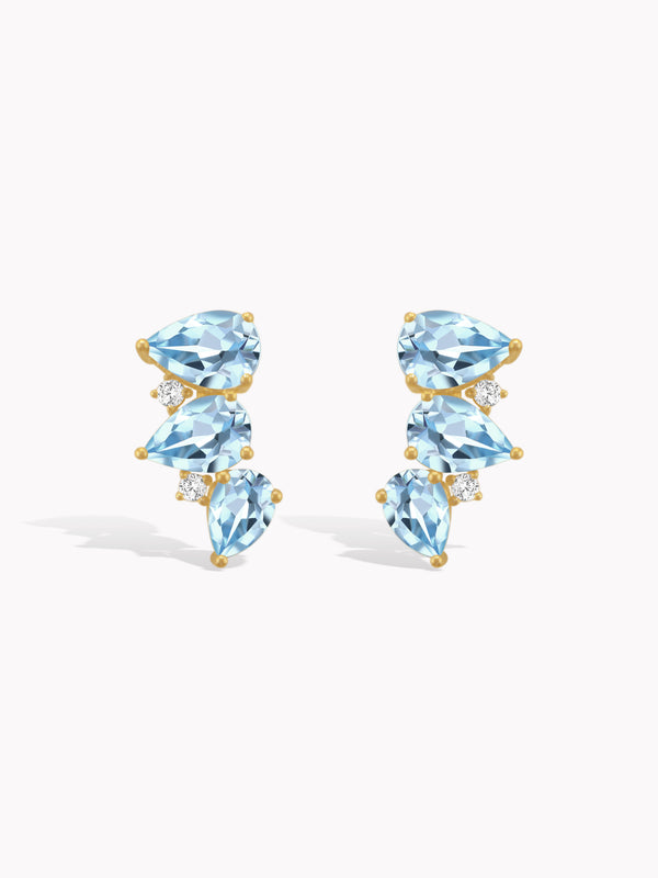 Celeste Aquamarine Cluster Earrings