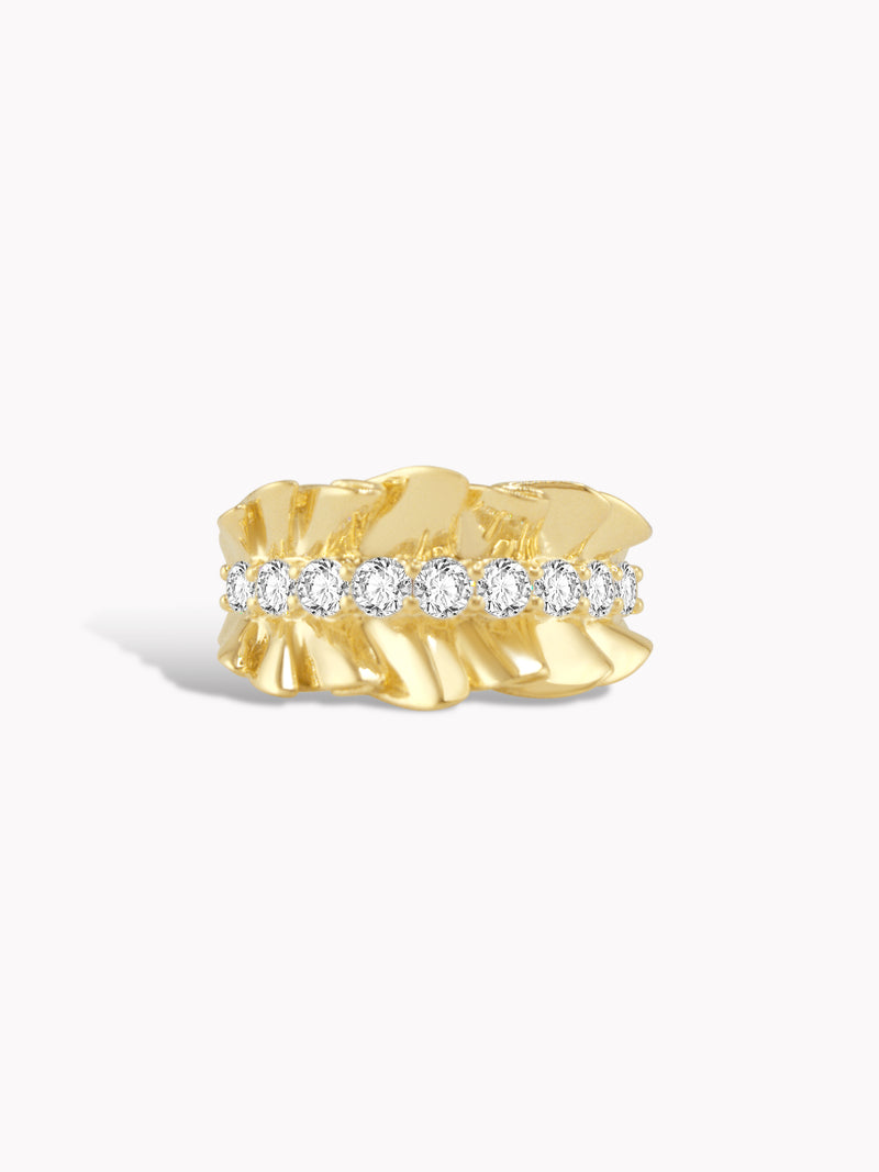Golden Ruffle Diamond Ring