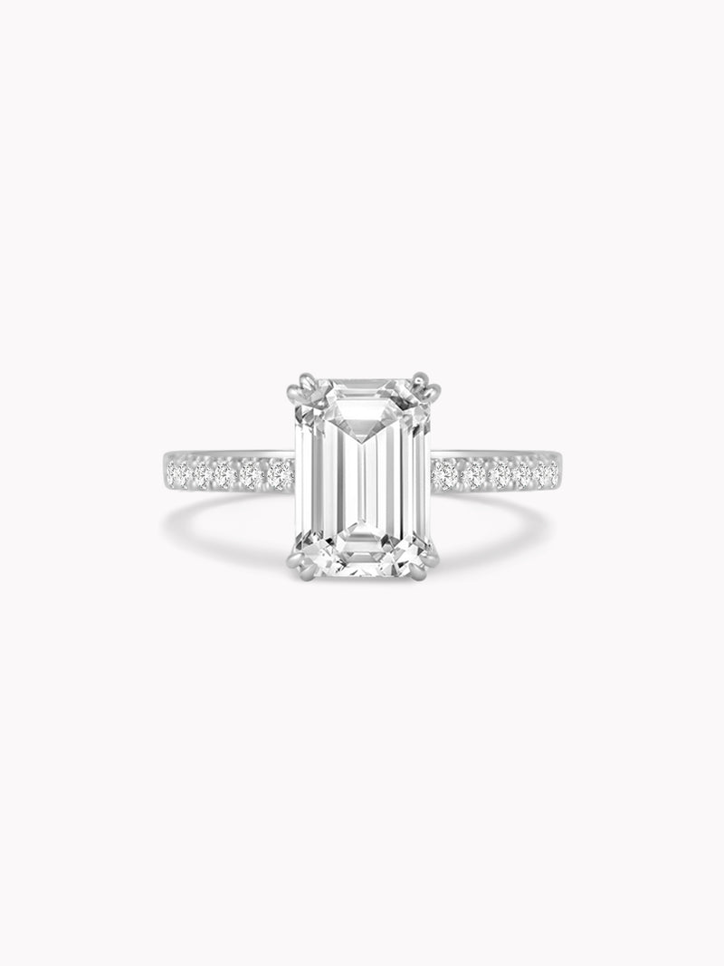 Emerald-Cut Diamond Pav-Shanked Ring