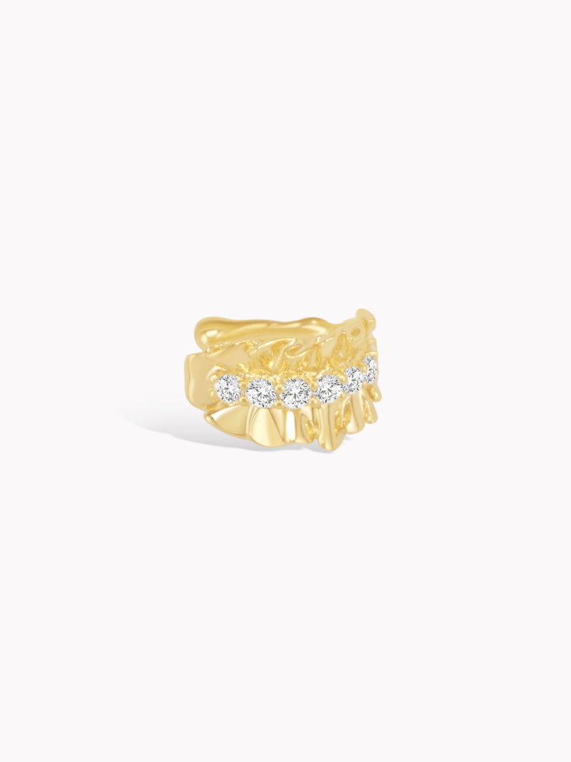 Golden Ruffle Diamond Ear Cuff