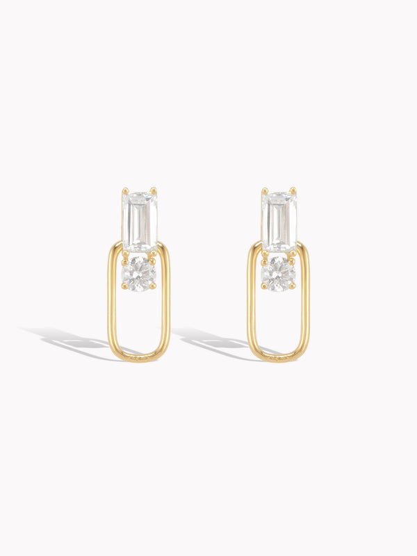 Geometric Paperclip Diamond Earrings