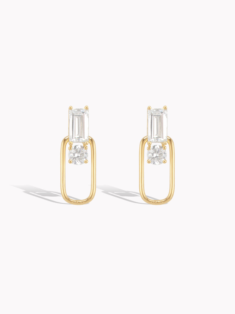 Geometric Paperclip Diamond Earrings