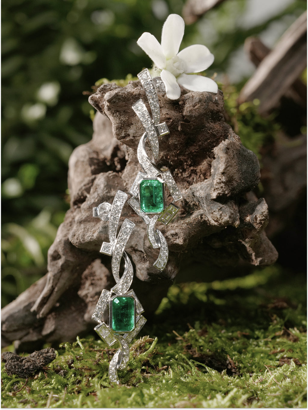 Custom: 2.44ct Emerald Linear Flow Earrings