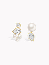 Celeste Asymmetrical Pearl & Diamond Earrings