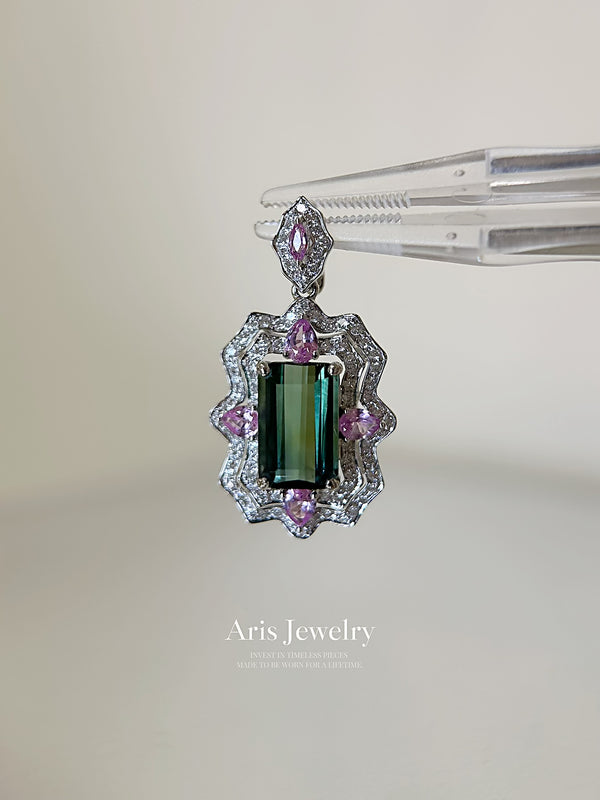 Fairytale Frame Tourmaline & Sapphire Pendant