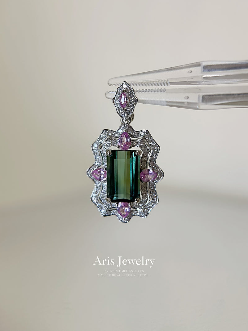 Fairytale Frame Tourmaline & Sapphire Pendant