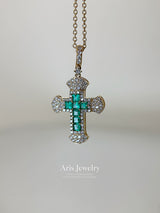 Emerald Radiance Cross Pendant