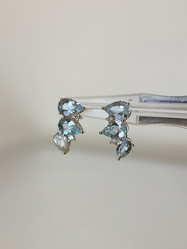 Celeste Aquamarine Cluster Earrings