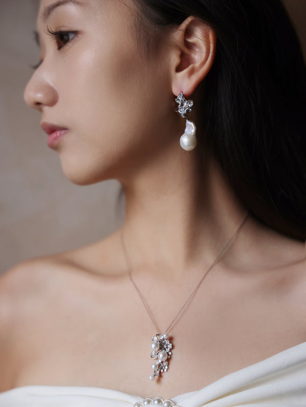 The Mette 925 Silver Baroque Pearl Drop Earring