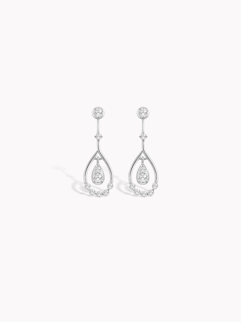 Teardrop Dangle Diamond Earrings - 18K Yellow Gold