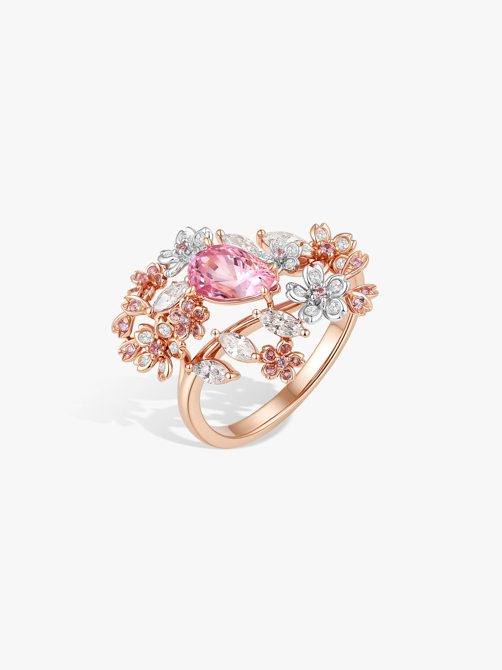 1ct Padparadscha Sapphire Natural Diamonds Sakura Teardrop Ring