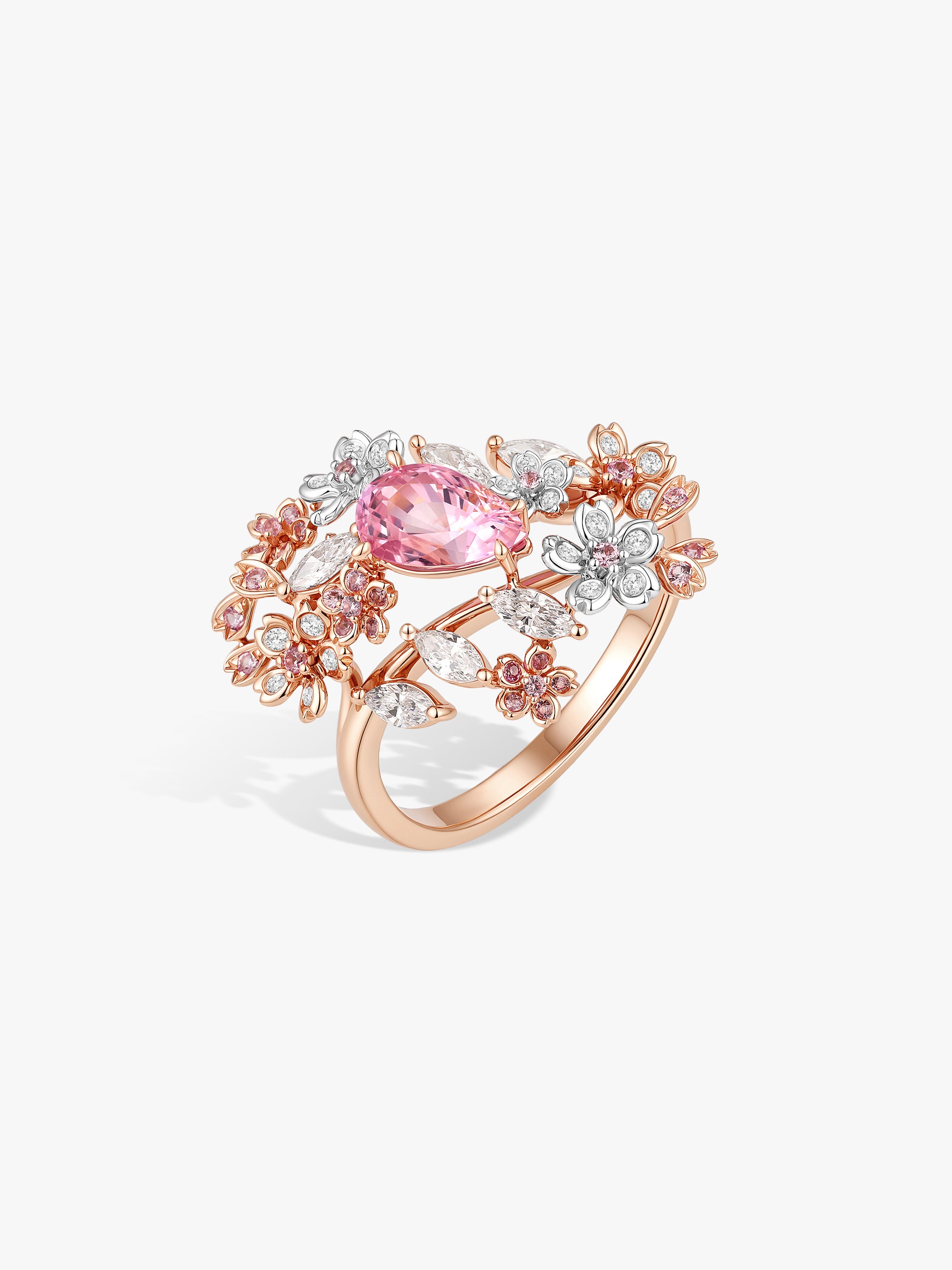1ct Padparadscha Sapphire Natural Diamonds Sakura Teardrop Ring