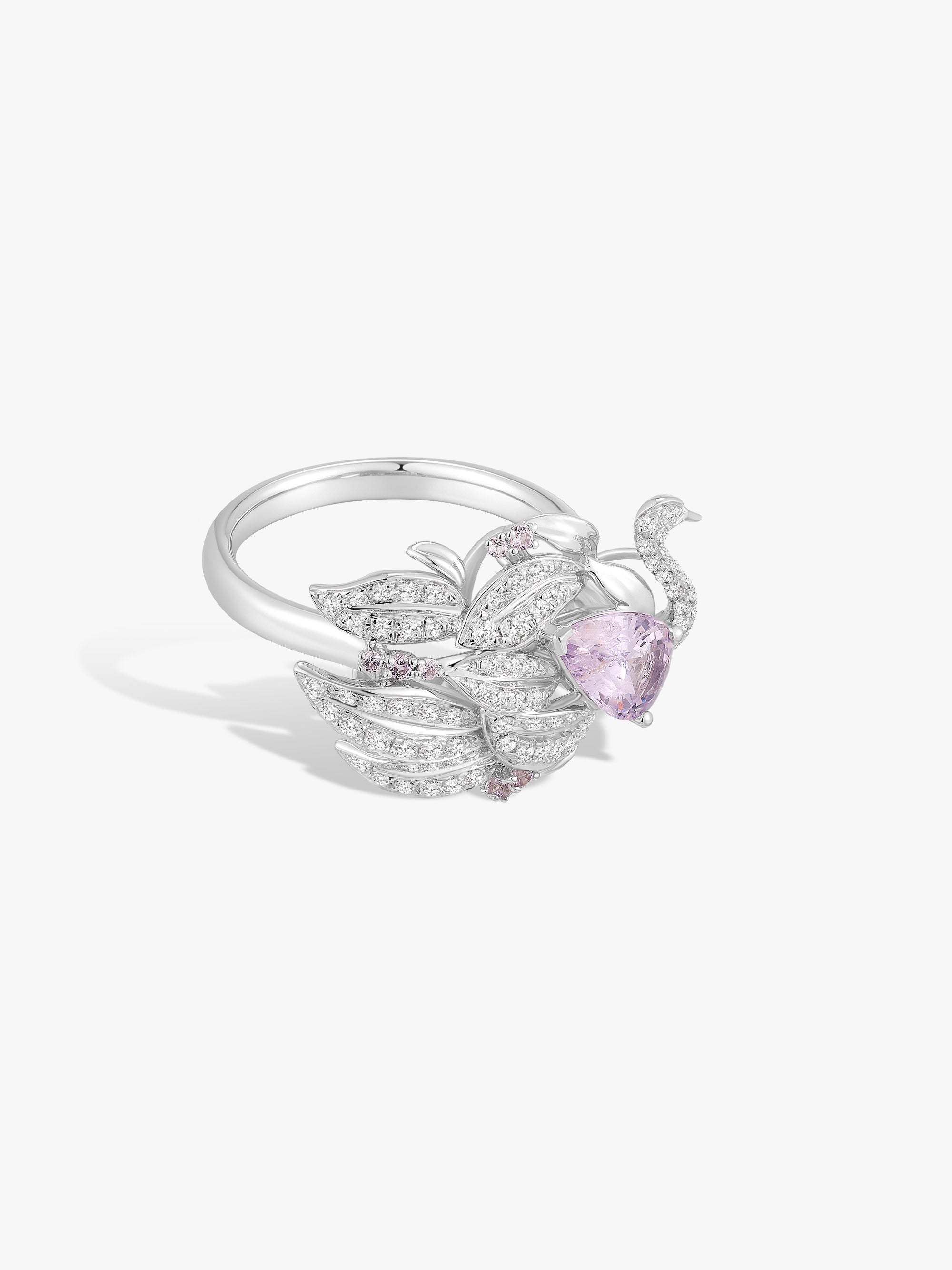 1.04ct Purple Spinel Natural Diamonds Swan Lake Ring