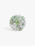 1.03ct Mint Garnet Natural Diamonds Hydrangea Floral Ring