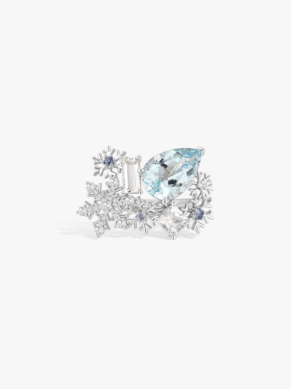 3.64ct Aquamarine Snowflake Ring