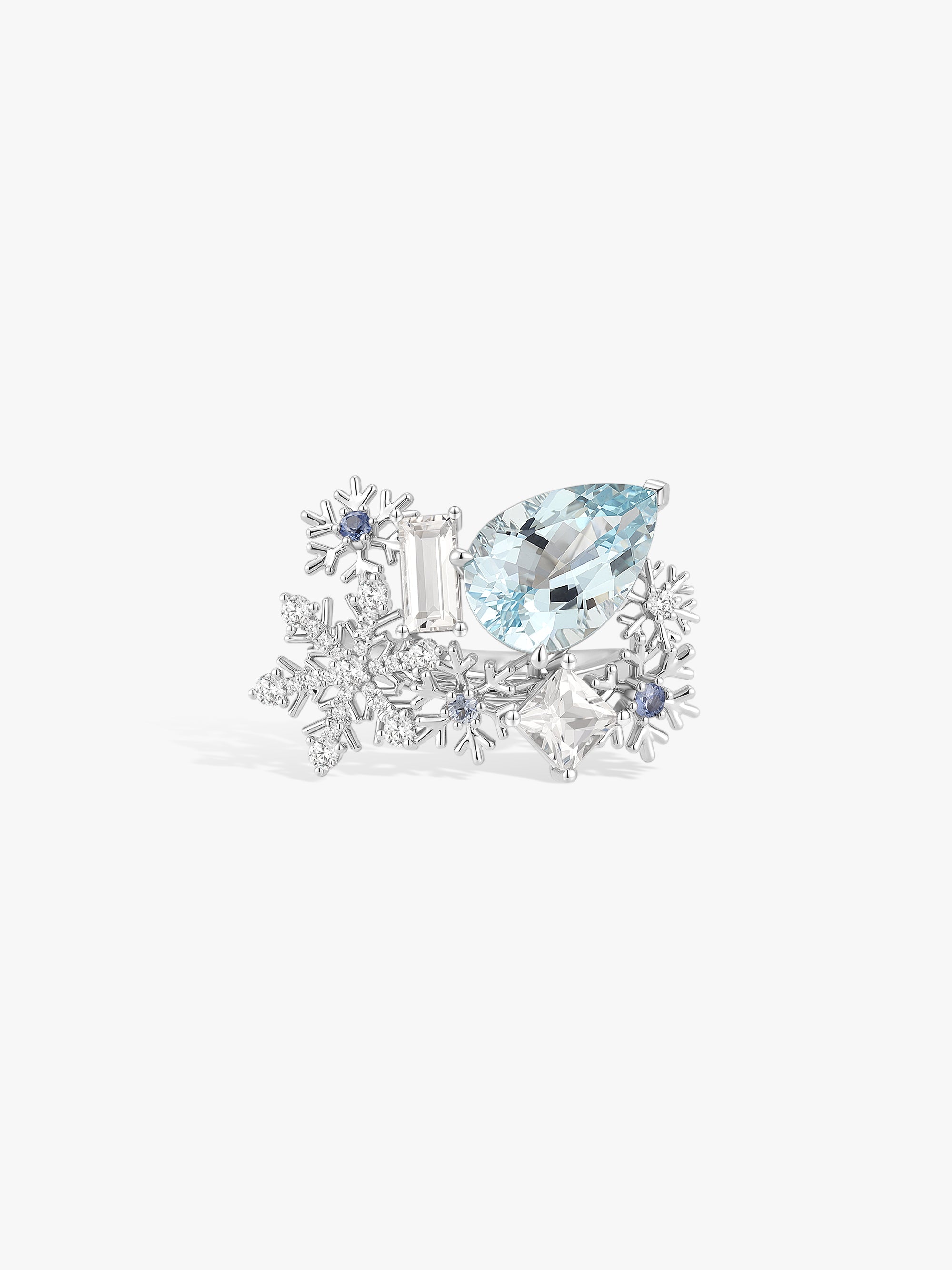 3.64ct Aquamarine Snowflake Ring