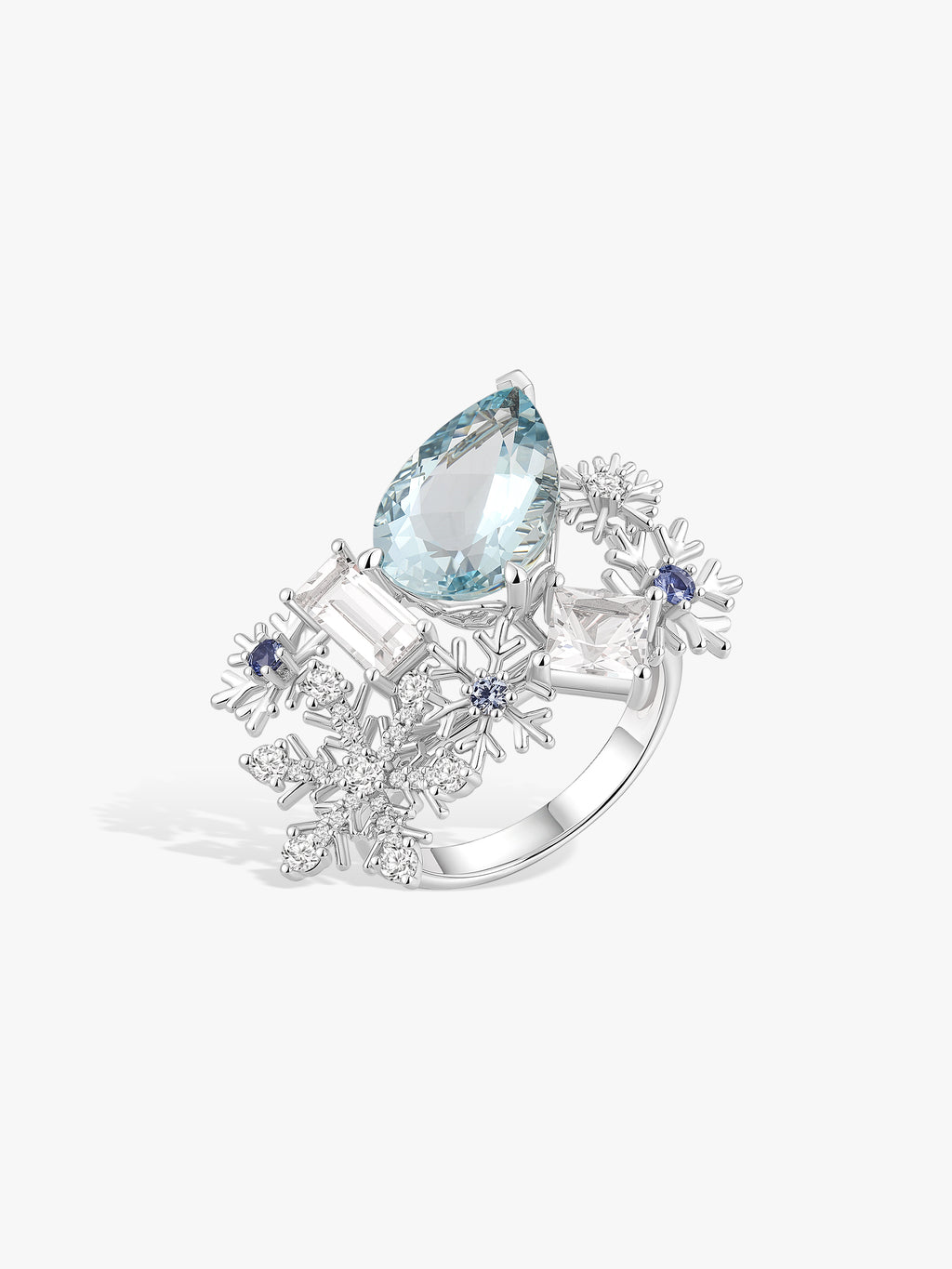 3.64ct Aquamarine Snowflake Ring