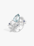 3.64ct Aquamarine Snowflake Ring