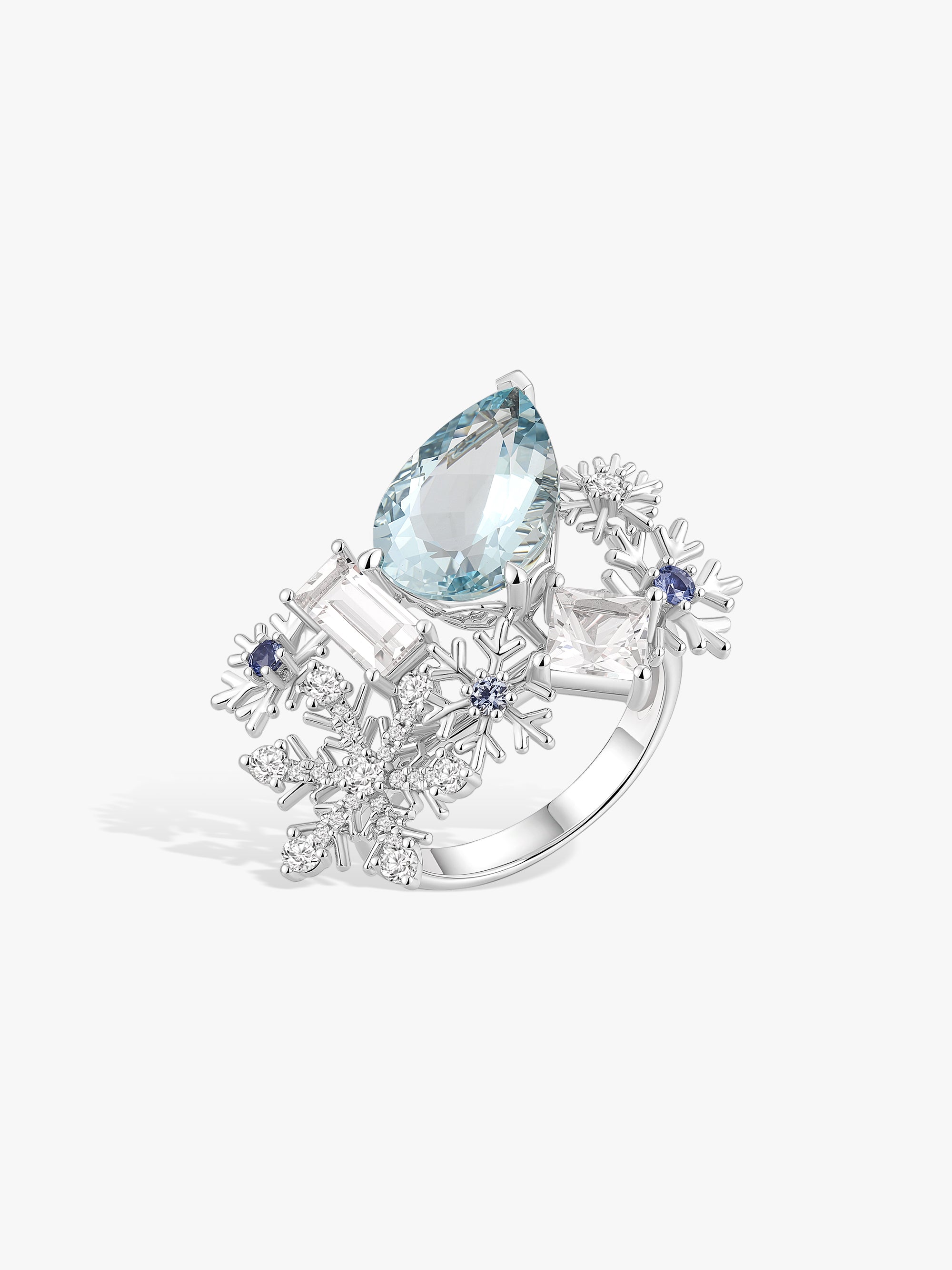 3.64ct Aquamarine Snowflake Ring