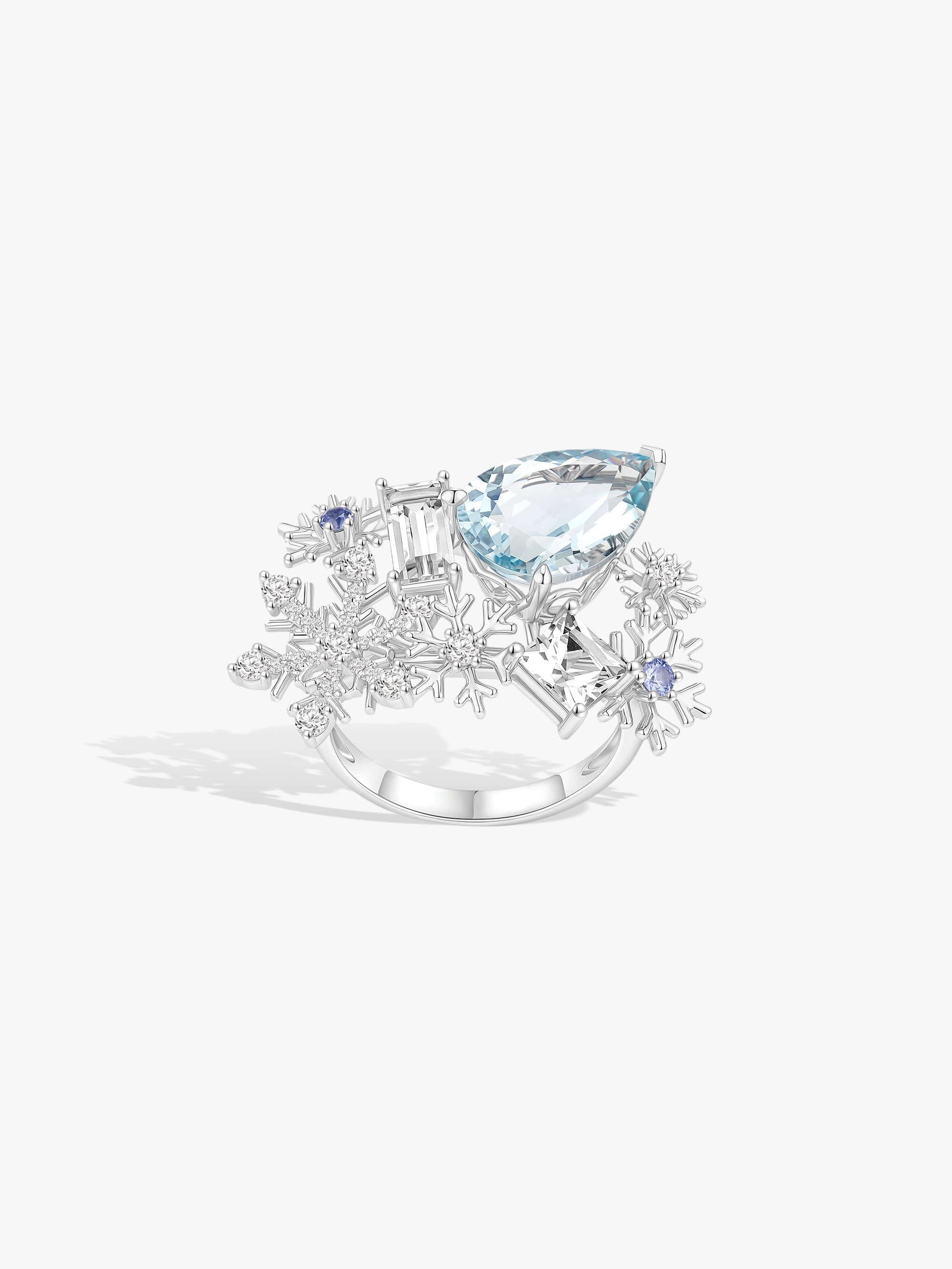 3.64ct Aquamarine Snowflake Ring