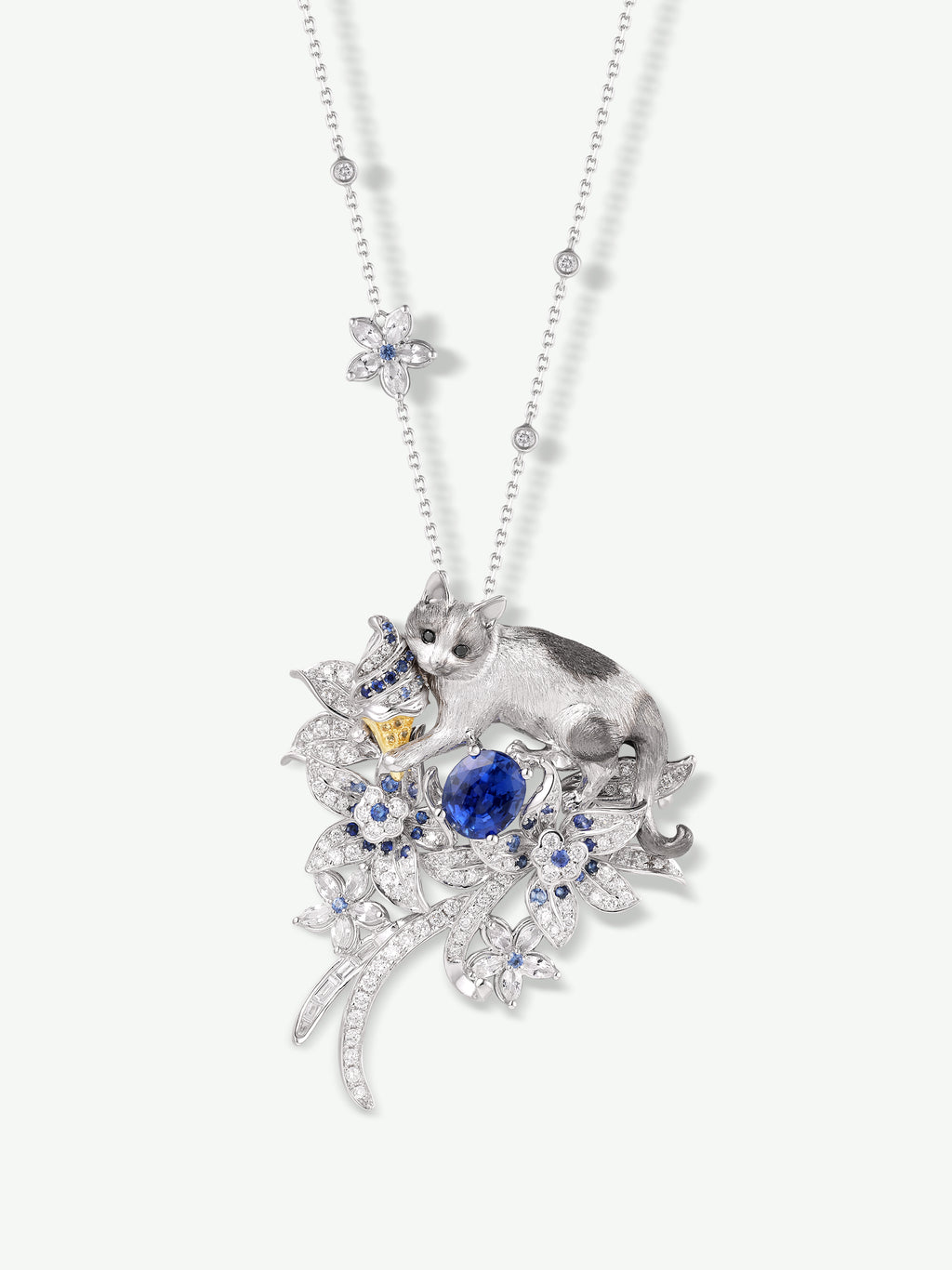 Bespoke Archieve: Royal Blue Cat & Lily Necklace