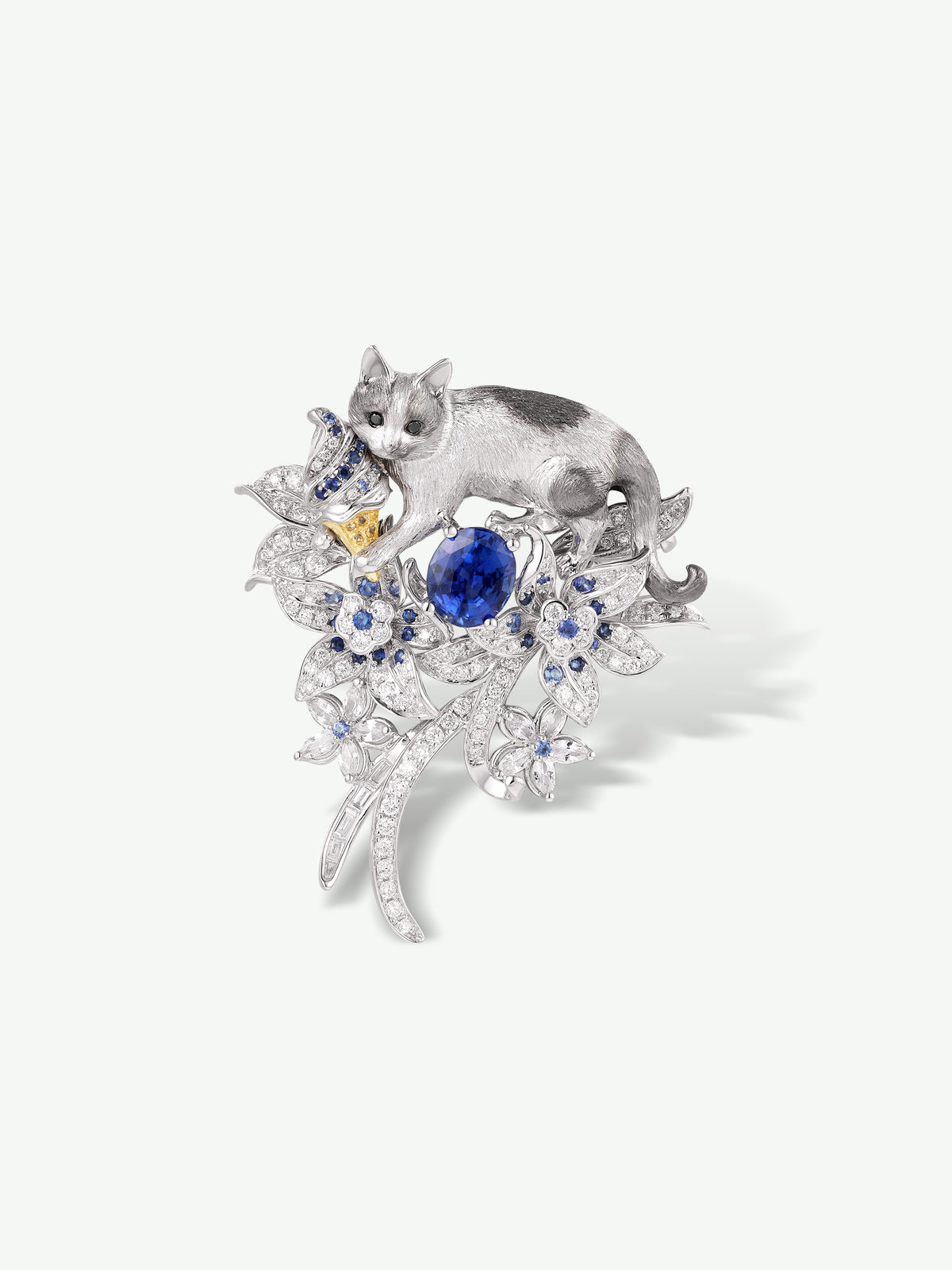 Bespoke Archieve: Royal Blue Cat & Lily Necklace