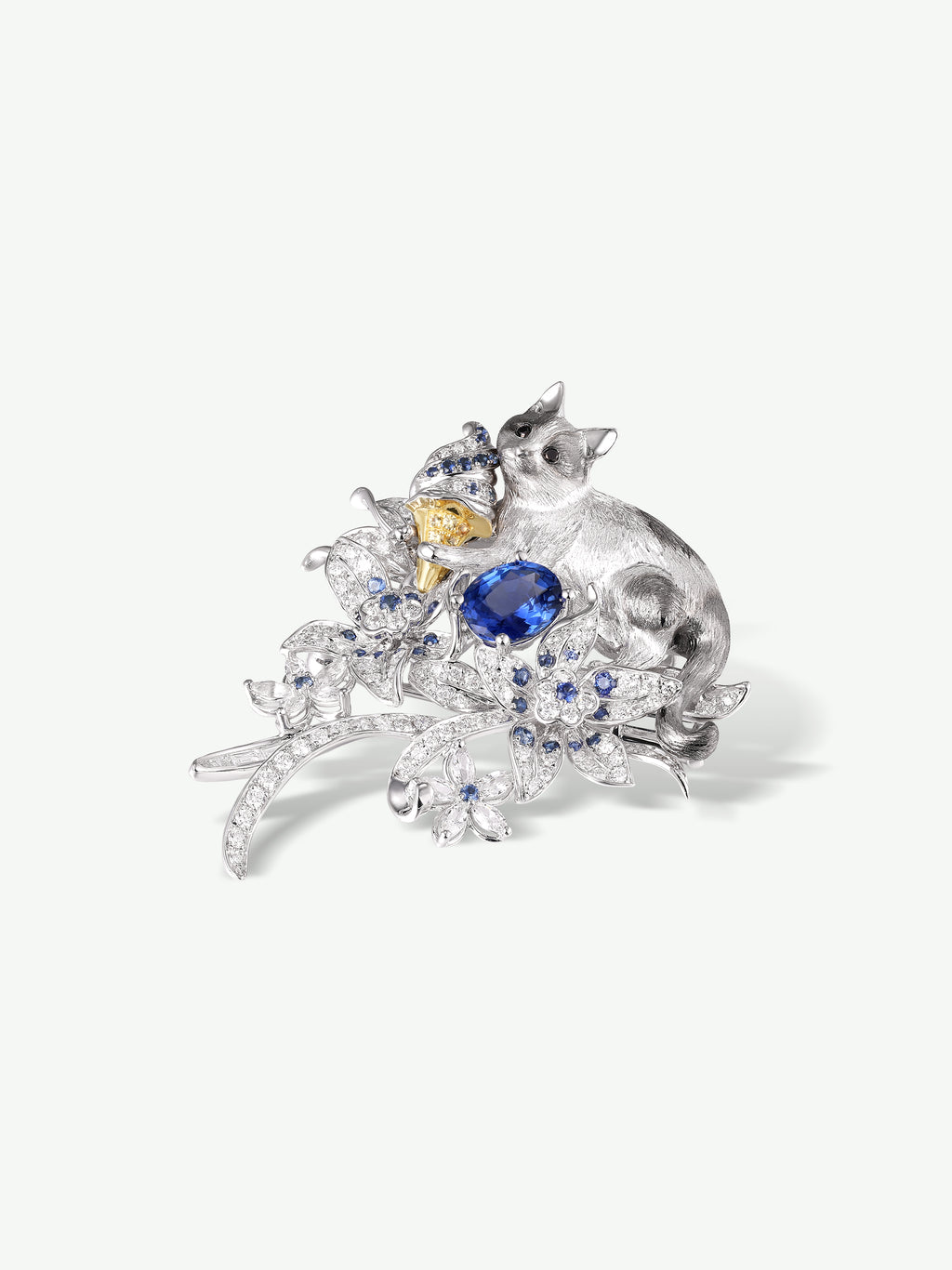 Bespoke Archieve: Royal Blue Cat & Lily Necklace