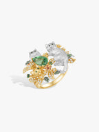 Bespoke Archieve: Triple Kitten Mint Leave Ring