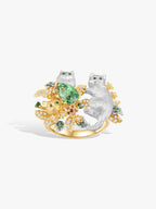 Bespoke Archieve: Triple Kitten Mint Leave Ring