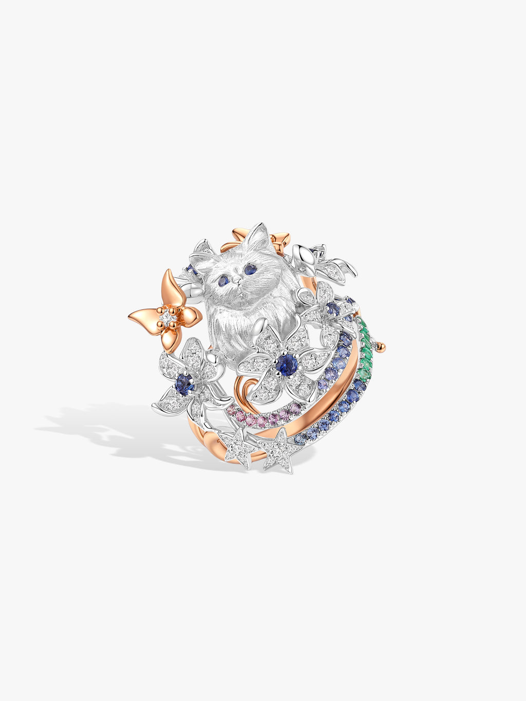 Bespoke Archieve: Aurora Floral Kitten Guardian Ring