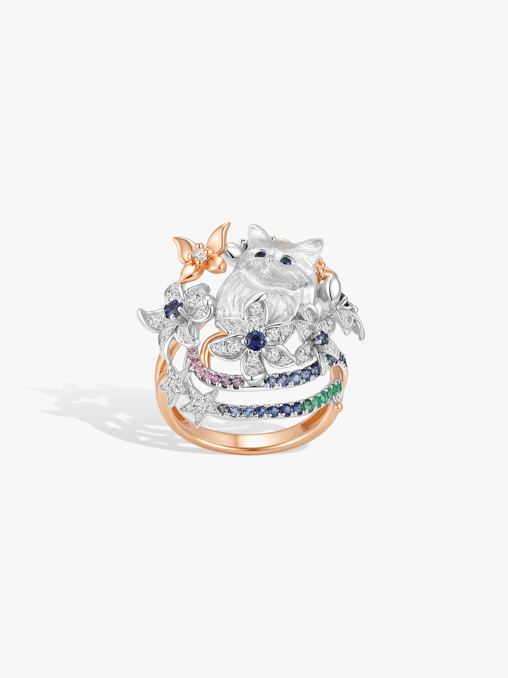 Bespoke Archieve: Aurora Floral Kitten Guardian Ring