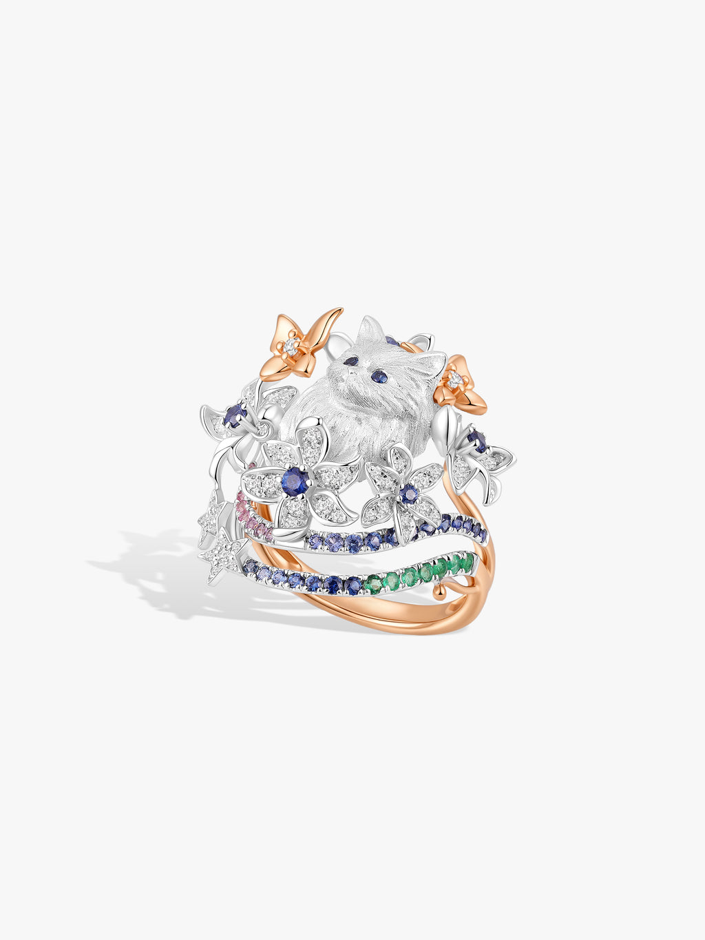 Bespoke Archieve: Aurora Floral Kitten Guardian Ring