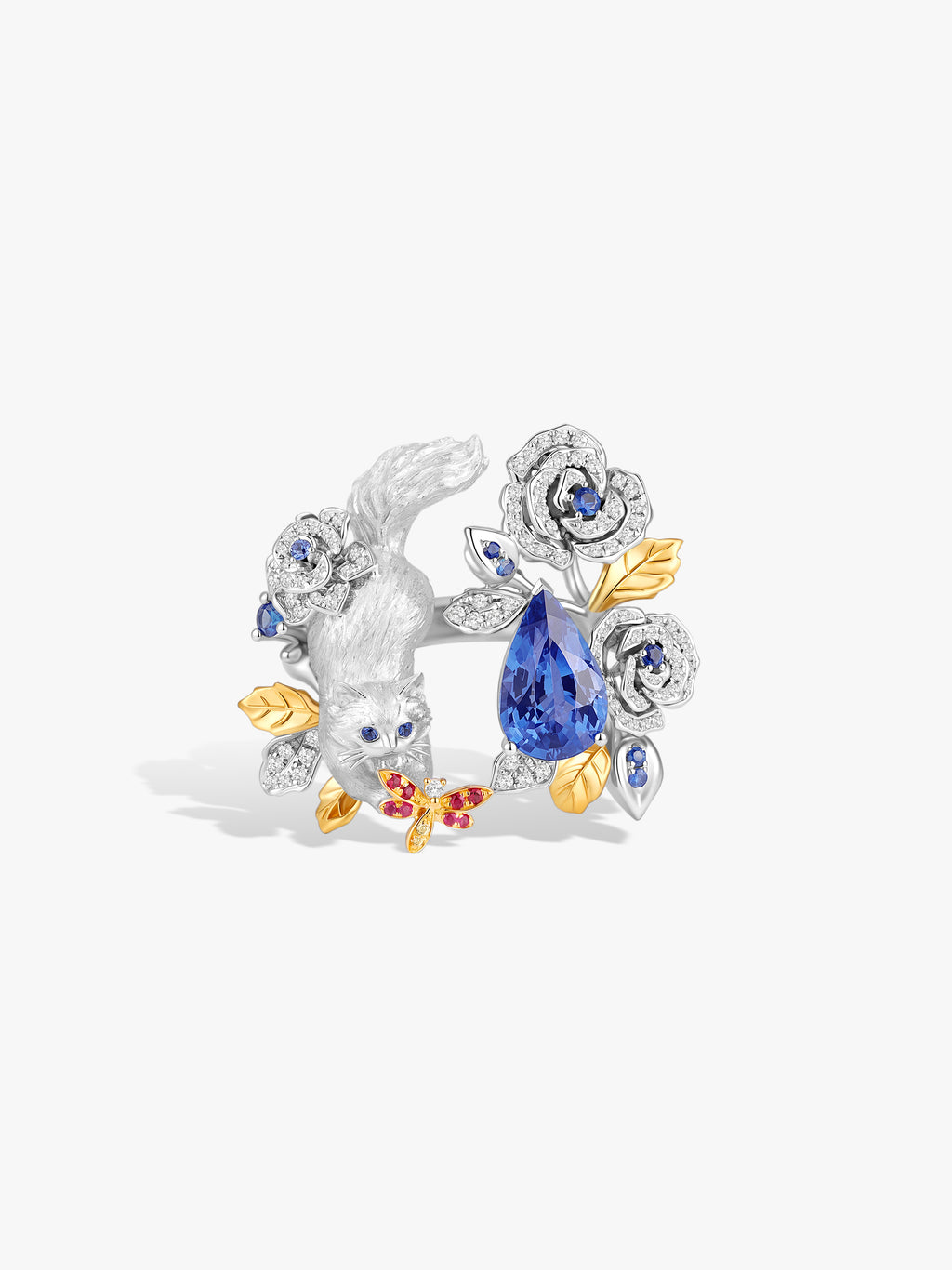 Bespoke Archieve: Leaping Cat Rose Guardian Ring