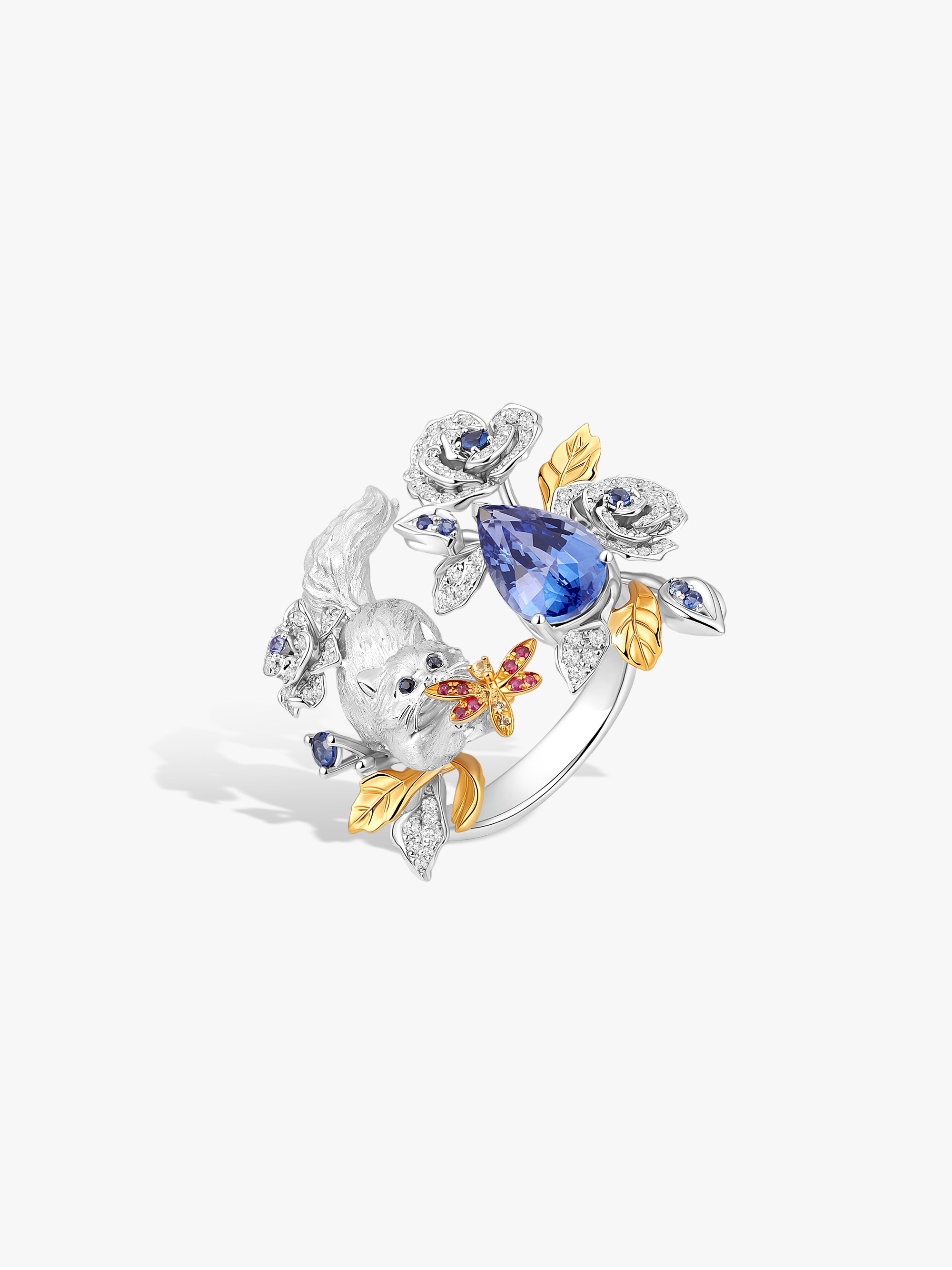 Bespoke Archieve: Leaping Cat Rose Guardian Ring